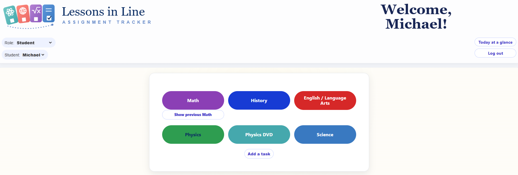 Actual Lessons in Line undated student subject workspace